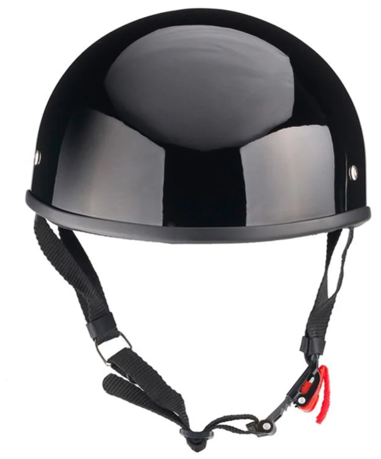 BFR Skull Cap Chopper Half Motorcycle Helmet Gloss Black DOT