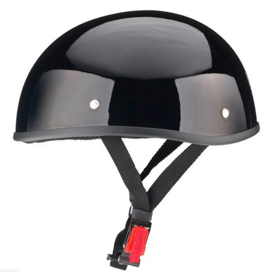 BFR Skull Cap Chopper Half Motorcycle Helmet Gloss Black DOT